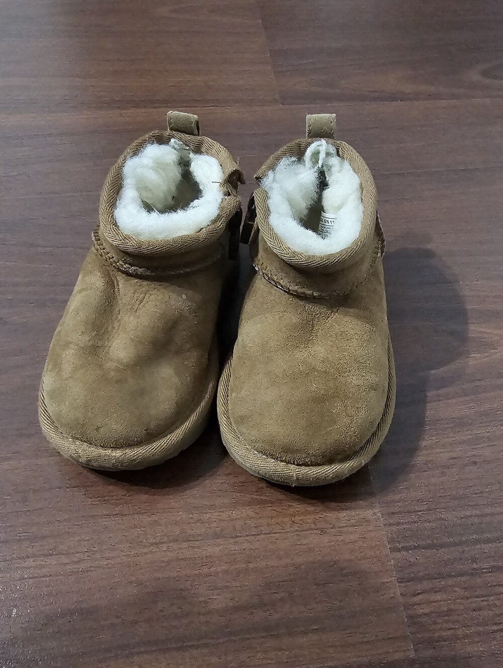 UGG Toddler Suede Shearling Booties - Tan